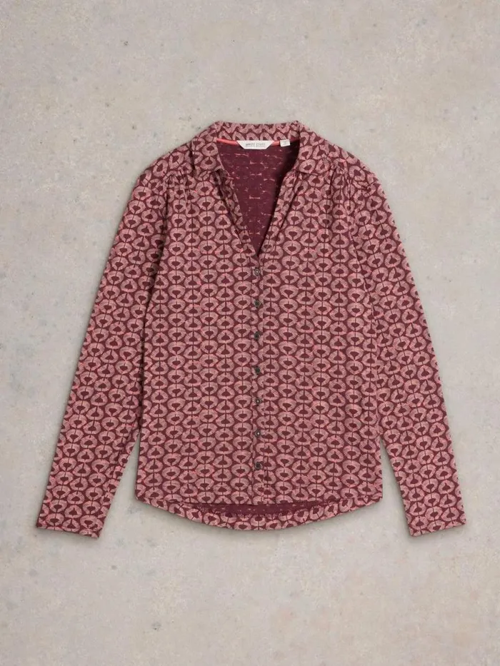 Women ANNIE COTTON SHIRT JERSEY Claret Multi White Stuff Shirts and Blouses Women ANNIE COTTON SHIRT JERSEY Claret Multi White Stuff Shirts and Blouses