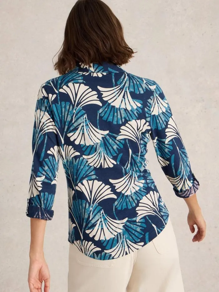 Women ANNIE MID SLEEVE JERSEY SHIRT Blue Print White Stuff Shirts and Blouses