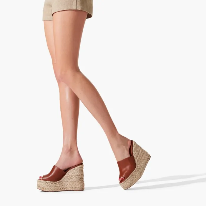 Women Ariella Zeppa 130 Mm Espadrilles 8211 Calf Leather 8211 Cuoio Christian Louboutin Platforms