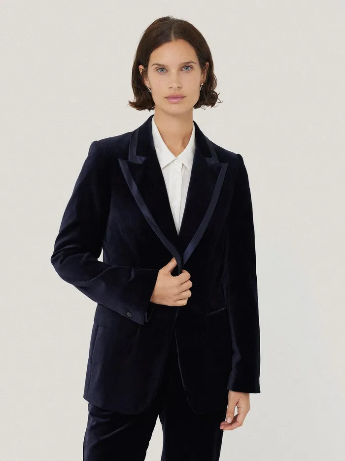 Women Ashby Velvet Blazer Navy Jigsaw Suits and Tailoring