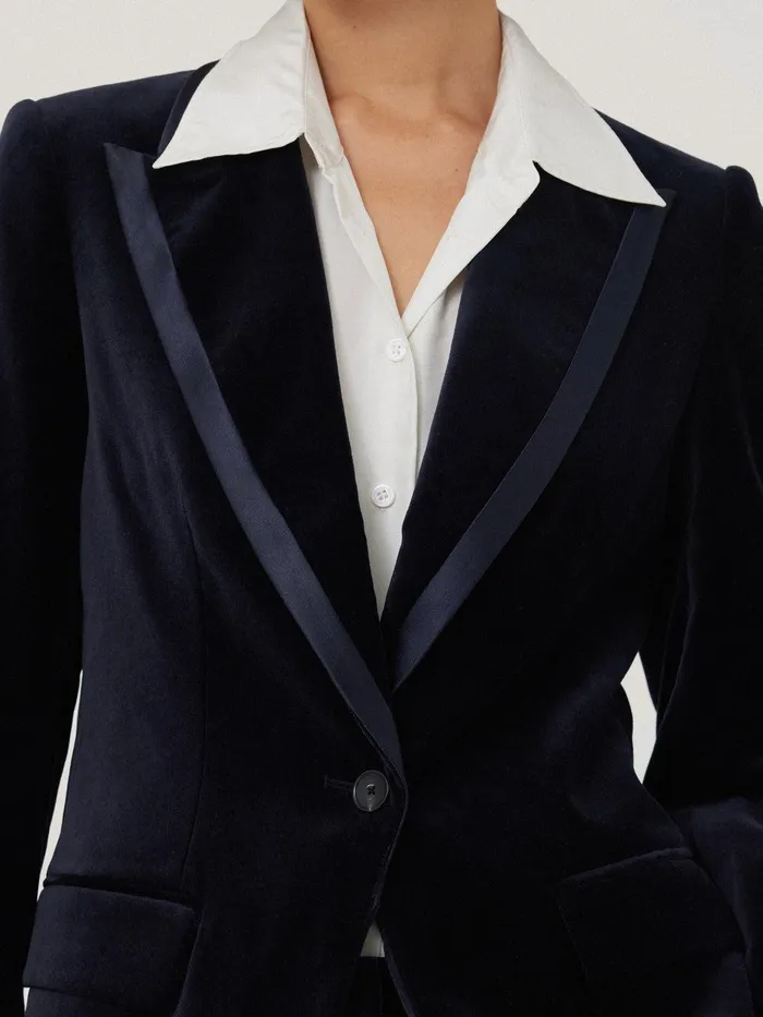Women Ashby Velvet Blazer Navy Jigsaw Suits and Tailoring