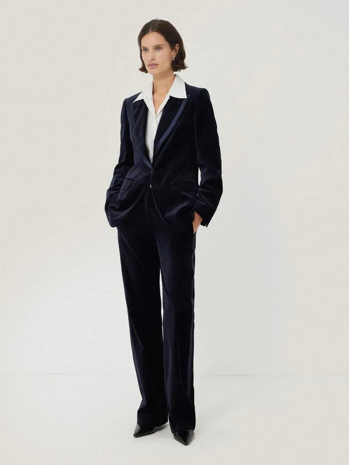 Women Ashby Velvet Blazer Navy Jigsaw Suits and Tailoring