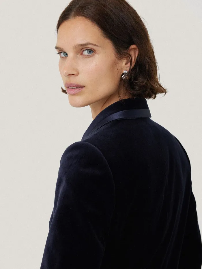 Women Ashby Velvet Blazer Navy Jigsaw Suits and Tailoring