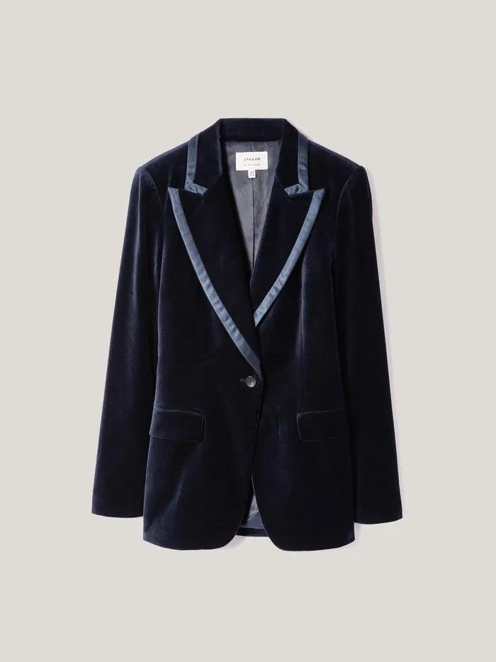 Women Ashby Velvet Blazer Navy Jigsaw Suits and Tailoring