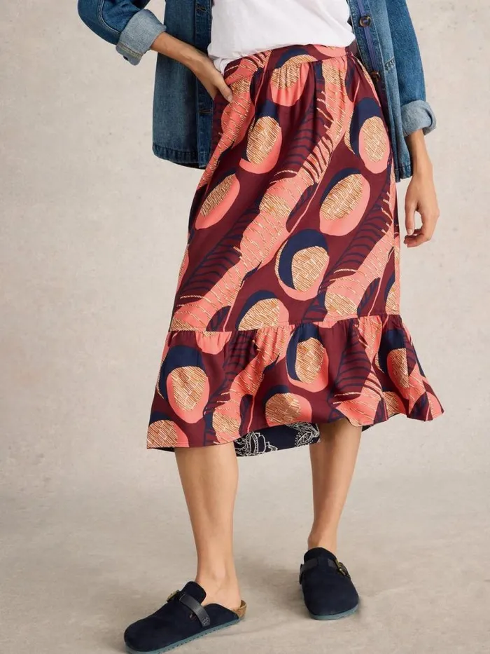 Women Ava Midi Reversible Skirt Plum Multi White Stuff Skirts