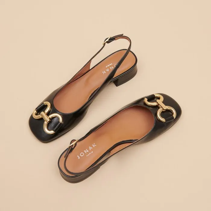 Women Ballerinas With Flat Heels Black JONAK Slingbacks