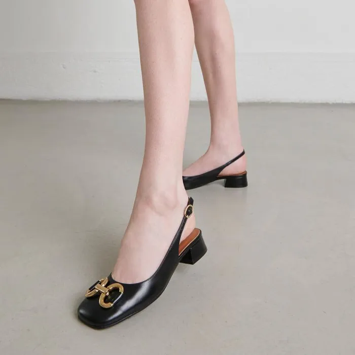 Women Ballerinas With Flat Heels Black JONAK Slingbacks