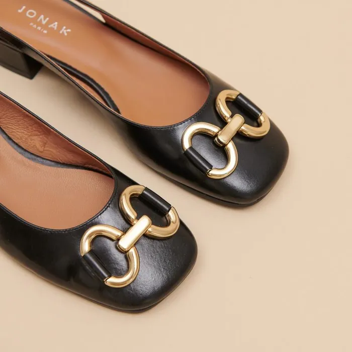 Women Ballerinas With Flat Heels Black JONAK Slingbacks