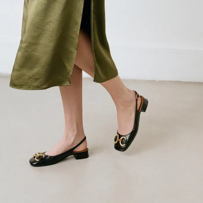 Women Ballerinas With Flat Heels Black JONAK Slingbacks