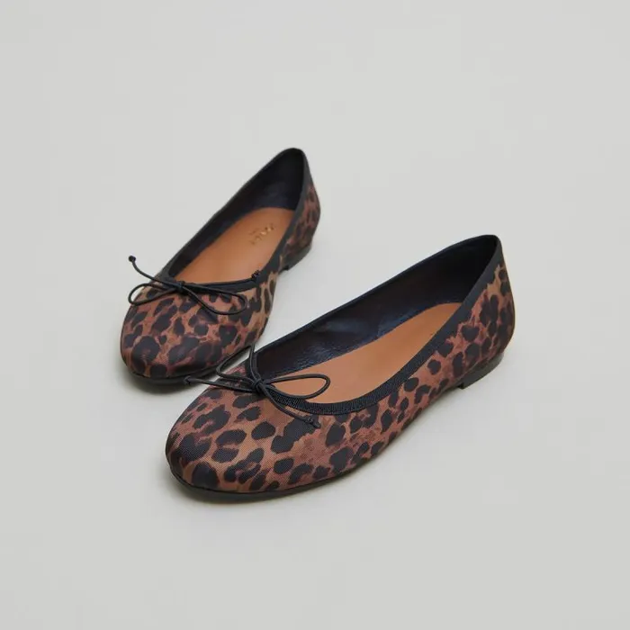 Women Ballet Flats With Laces Leopard JONAK Ballet Flats