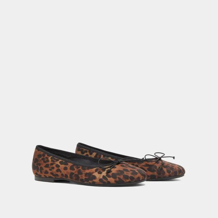 Women Ballet Flats With Laces Leopard JONAK Ballet Flats