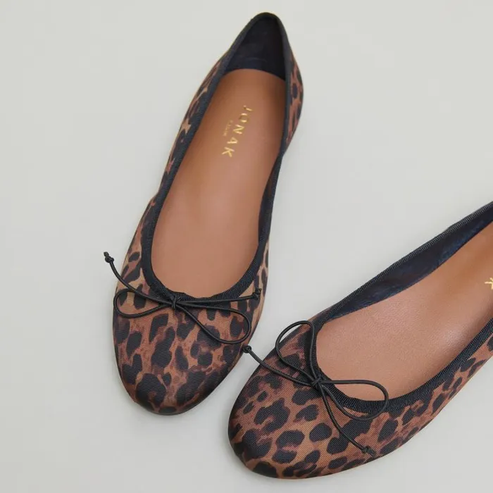 Women Ballet Flats With Laces Leopard JONAK Ballet Flats