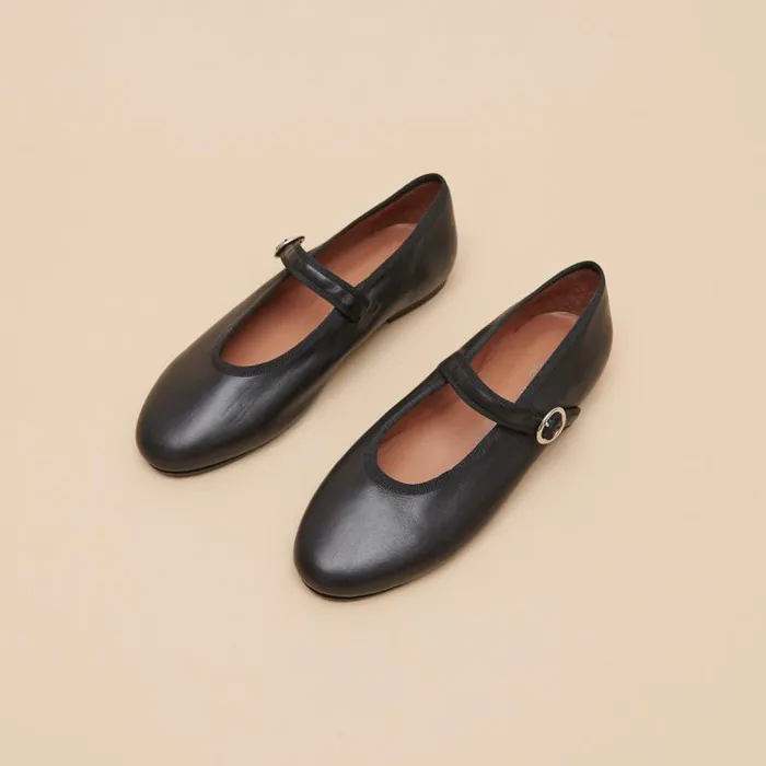Women Ballet Flats With Straps And Adjustable Buckles Black JONAK Ballet Flats