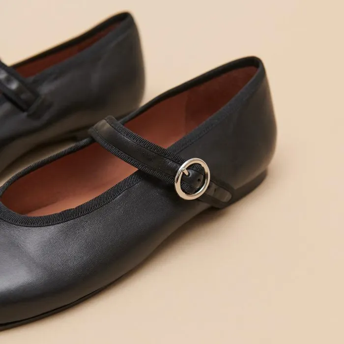 Women Ballet Flats With Straps And Adjustable Buckles Black JONAK Ballet Flats