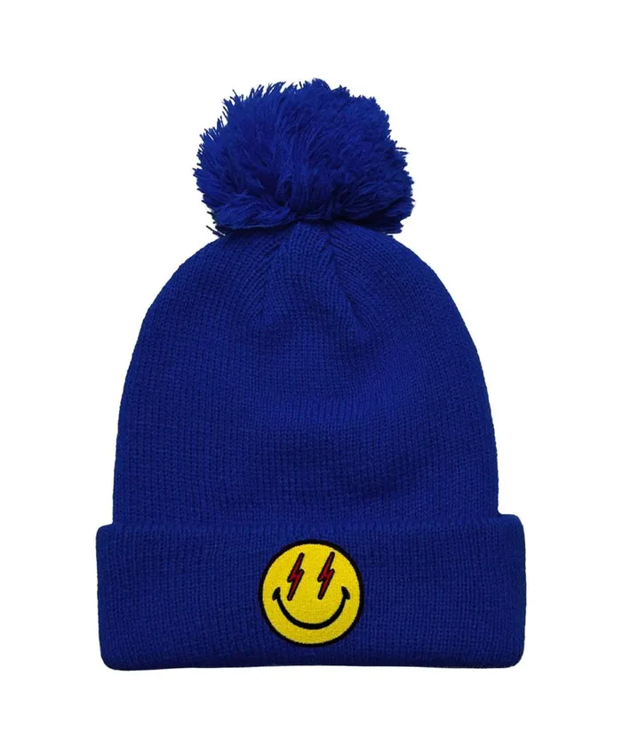 Women Beanies Aviator Nation BOLT SMILEY POM POM RIB BEANIE
