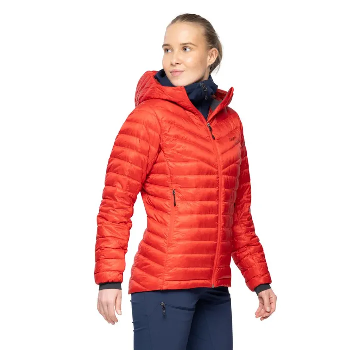 Women Bergans Of Norway Down Jackets Rabot Light Down Jacket Hood Firered
