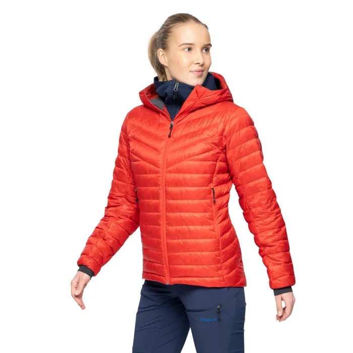 Women Bergans Of Norway Down Jackets Rabot Light Down Jacket Hood Firered