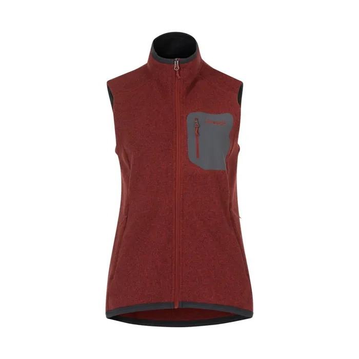 Women Bergans Of Norway Fleece Kamphaug Knitted Vest Chianti Red