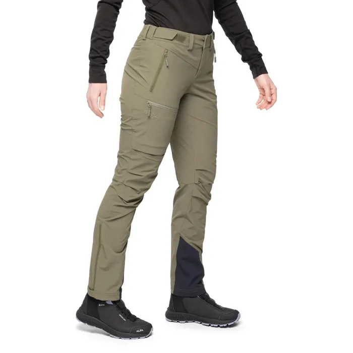 Women Bergans Of Norway Hiking Pants Breheimen Softshell W Pants Dark Green Mud