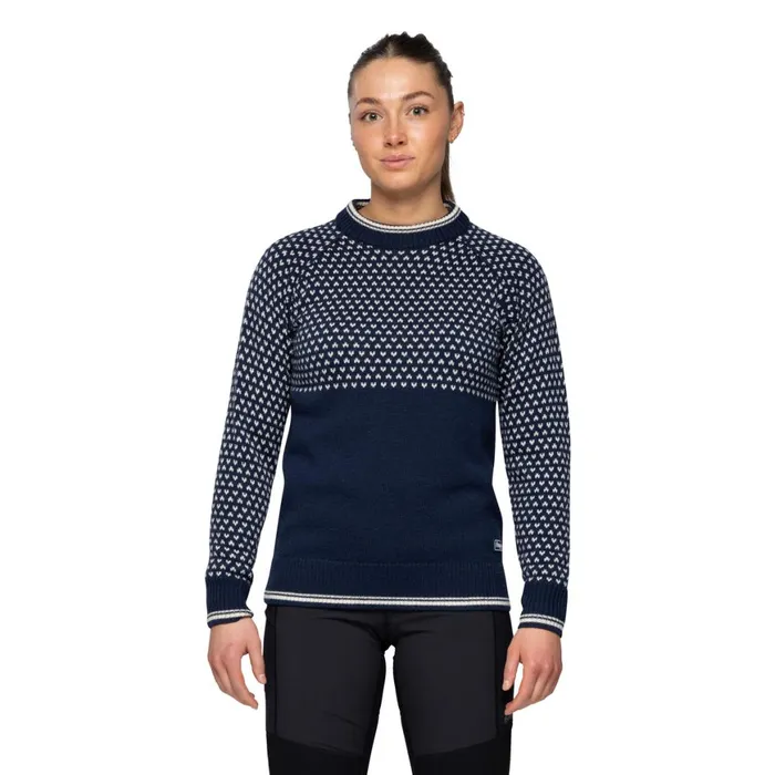 Women Bergans Of Norway Jumpers And Long Sleeves Alvdal Wool W Jumper Navy Vanilla White