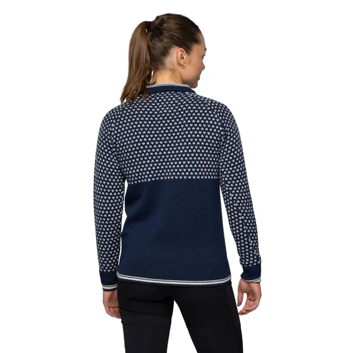 Women Bergans Of Norway Jumpers And Long Sleeves Alvdal Wool W Jumper Navy Vanilla White