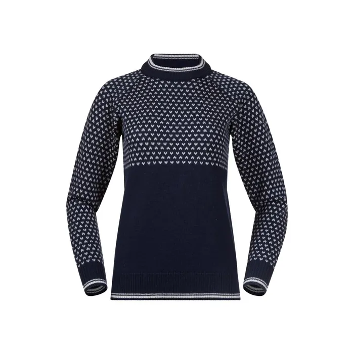 Women Bergans Of Norway Jumpers And Long Sleeves Alvdal Wool W Jumper Navy Vanilla White
