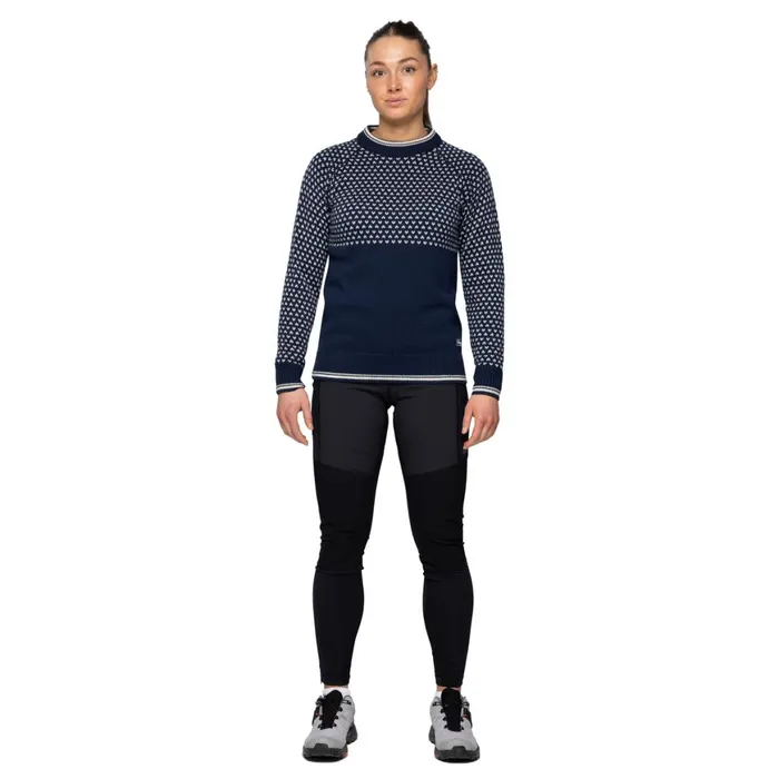 Women Bergans Of Norway Jumpers And Long Sleeves Alvdal Wool W Jumper Navy Vanilla White