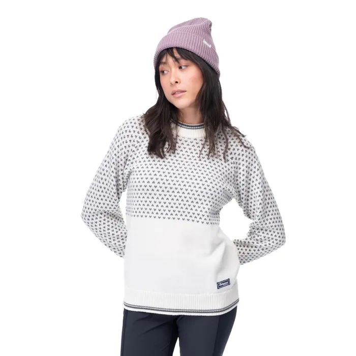 Women Bergans Of Norway Jumpers And Long Sleeves Alvdal Wool W Jumper Vanilla White Solid Dark Grey