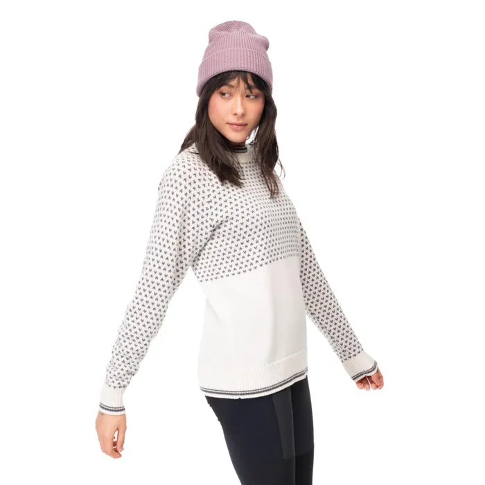 Women Bergans Of Norway Jumpers And Long Sleeves Alvdal Wool W Jumper Vanilla White Solid Dark Grey