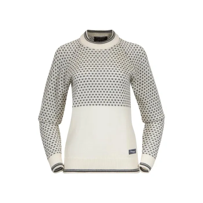 Women Bergans Of Norway Jumpers And Long Sleeves Alvdal Wool W Jumper Vanilla White Solid Dark Grey