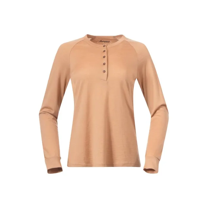 Women Bergans Of Norway Jumpers And Long Sleeves Lysebu Wool Henley Warm Sand