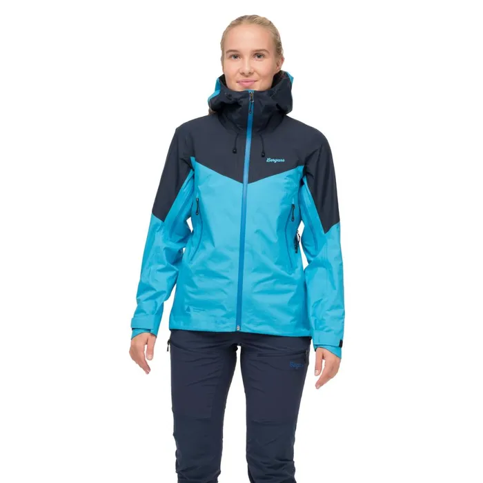 Women Bergans Of Norway Shell Jackets Rabot Light 3l Shell Jacket Aqua Lagoon Navy Blue