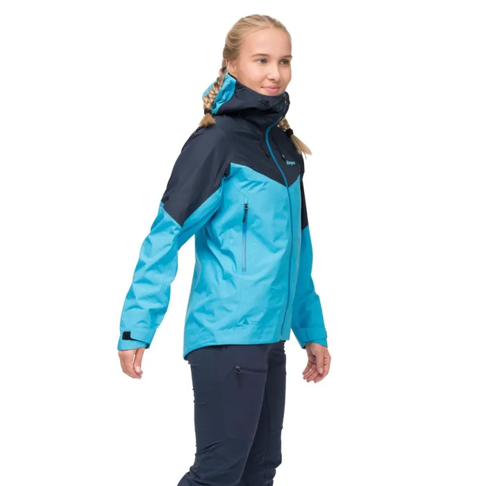 Women Bergans Of Norway Shell Jackets Rabot Light 3l Shell Jacket Aqua Lagoon Navy Blue