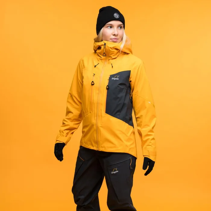 Women Bergans Of Norway Shell Jackets Y Mountainline Breathe 3l Shell Jacket Mango Yellow