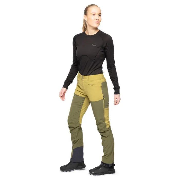 Women Bergans Of Norway Softshell Pants Bekkely Hybrid W Pants Olive Green Dark Olive Green