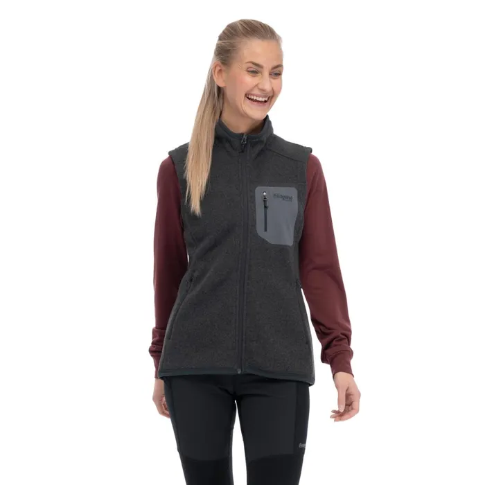 Women Bergans Of Norway Vests Kamphaug Knitted Vest Dark Shadow Grey