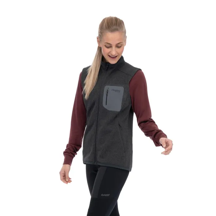 Women Bergans Of Norway Vests Kamphaug Knitted Vest Dark Shadow Grey
