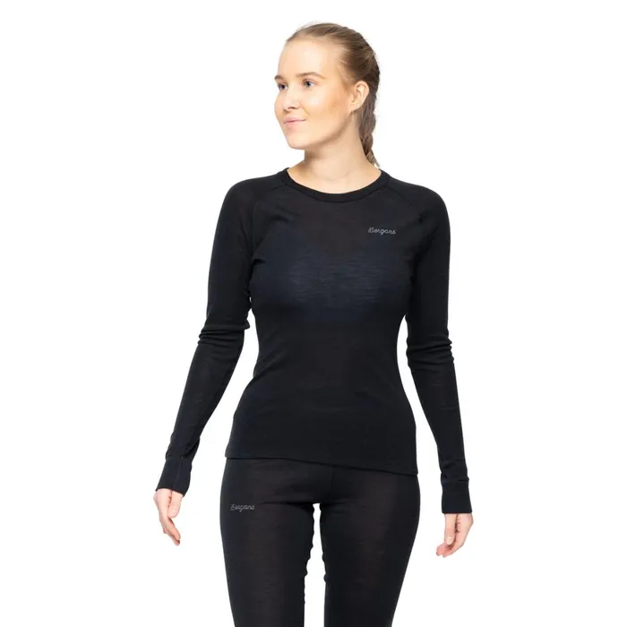 Women Bergans Of Norway Wool Longsleeved Shirts InnerDual Merino Long Sleeve Black