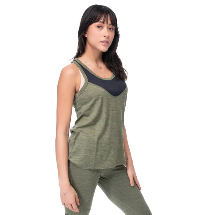 Women Bergans Of Norway Wool TShirts And Tops InnerLight W Singlet Olive Green