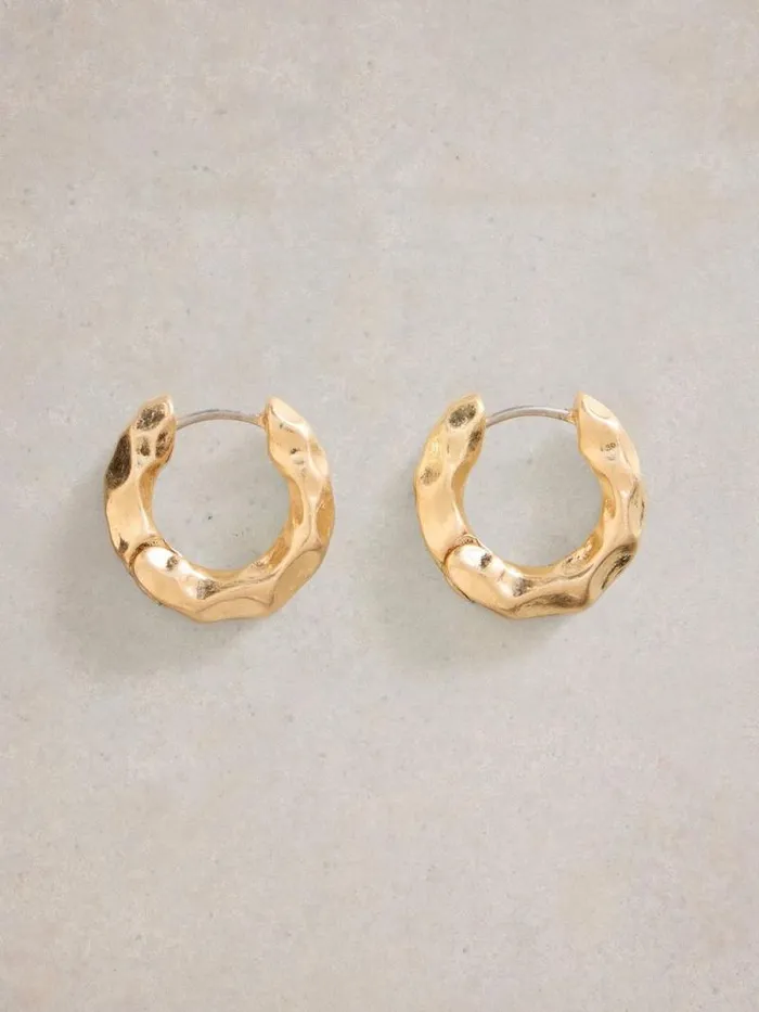 Women Berrie Huggie Earring Gold Tone Metallic White Stuff Jewellery