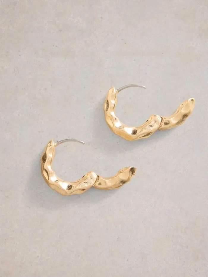 Women Berrie Huggie Earring Gold Tone Metallic White Stuff Jewellery