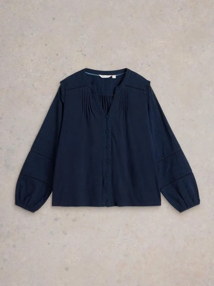 Women BLOSSOM BUTTON NECK BOHO TOP French Navy White Stuff Tops and Tees Women BLOSSOM BUTTON NECK BOHO TOP French Navy White Stuff Tops and Tees