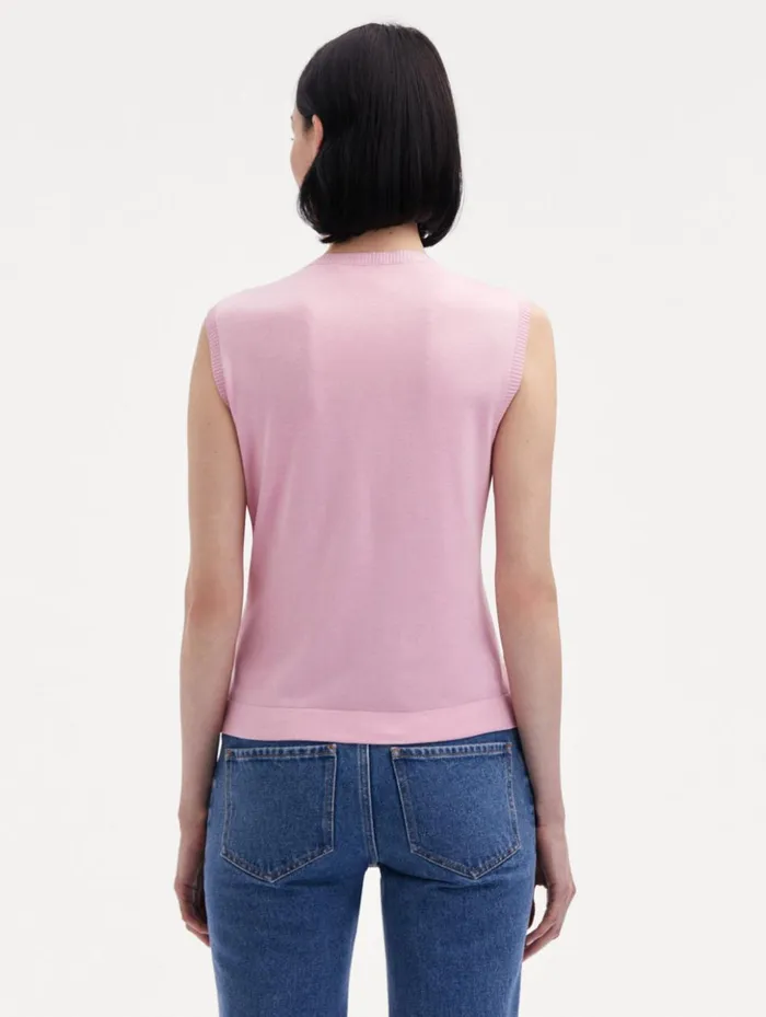 Women Blouses and Knits Oscar De La Renta Floral Guipure Inset Tank Soft Pink