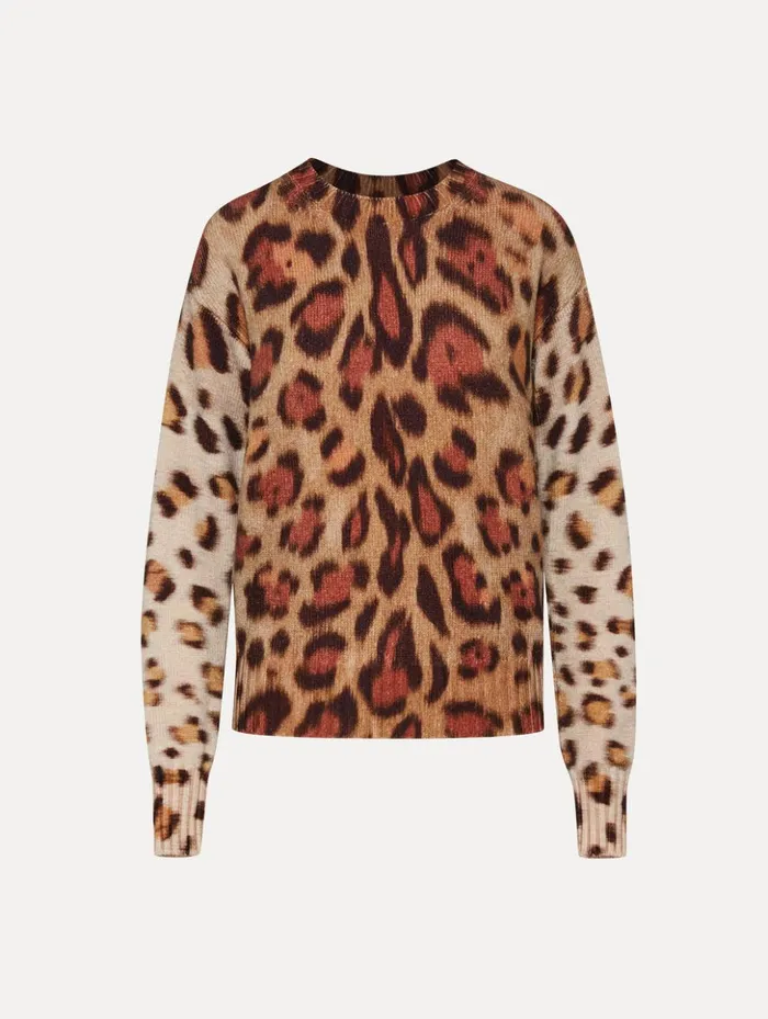 Women Blouses and Knits Oscar De La Renta Jaguar Ombr Pullover Beige Multi