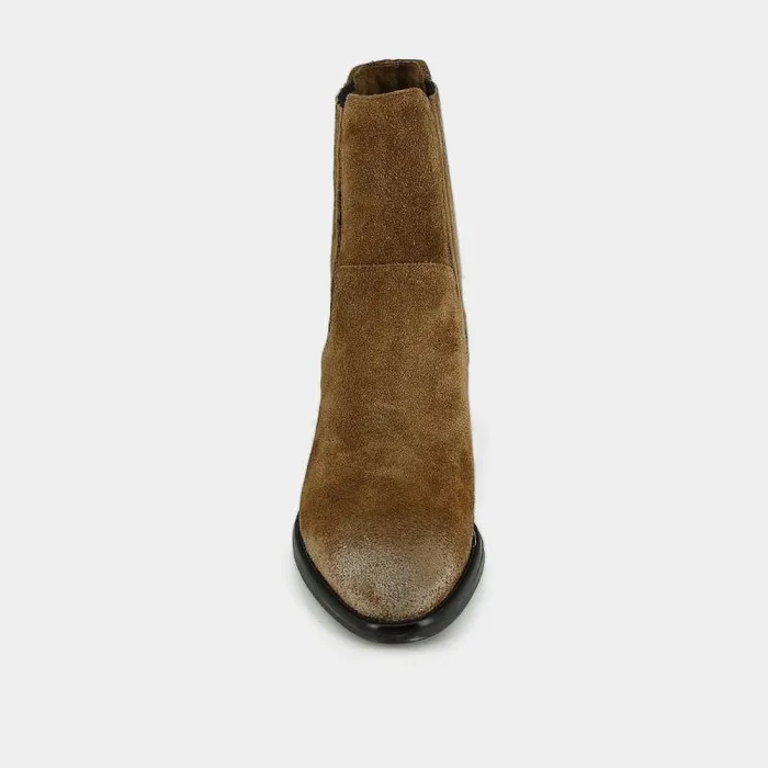 Women Boots With Elastic Band And Square Heel Taupe JONAK Ankle Boots Lowboots