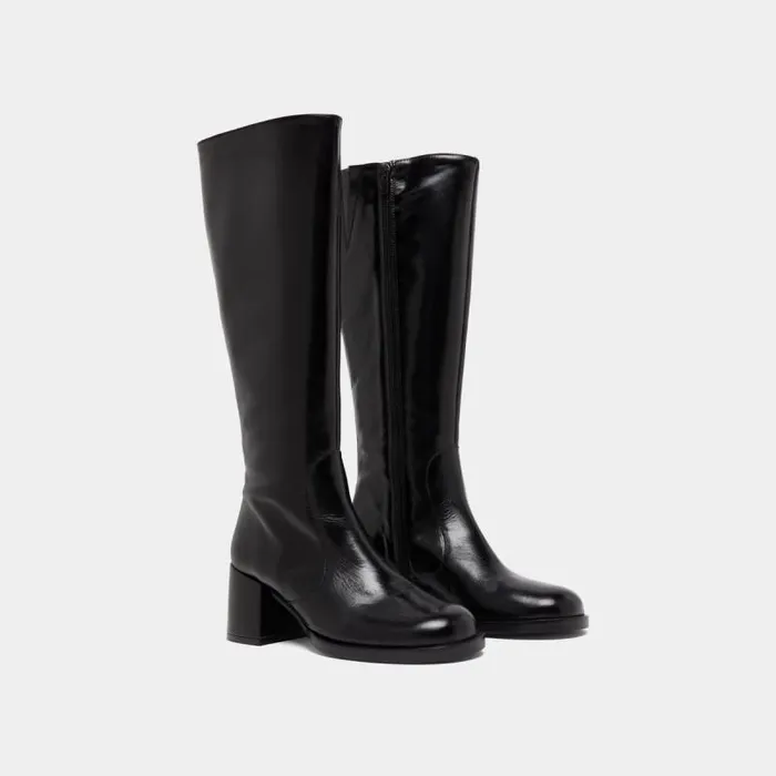 Women Boots With Heels And Rounded Toes Black JONAK Boots Thighhigh Boots
