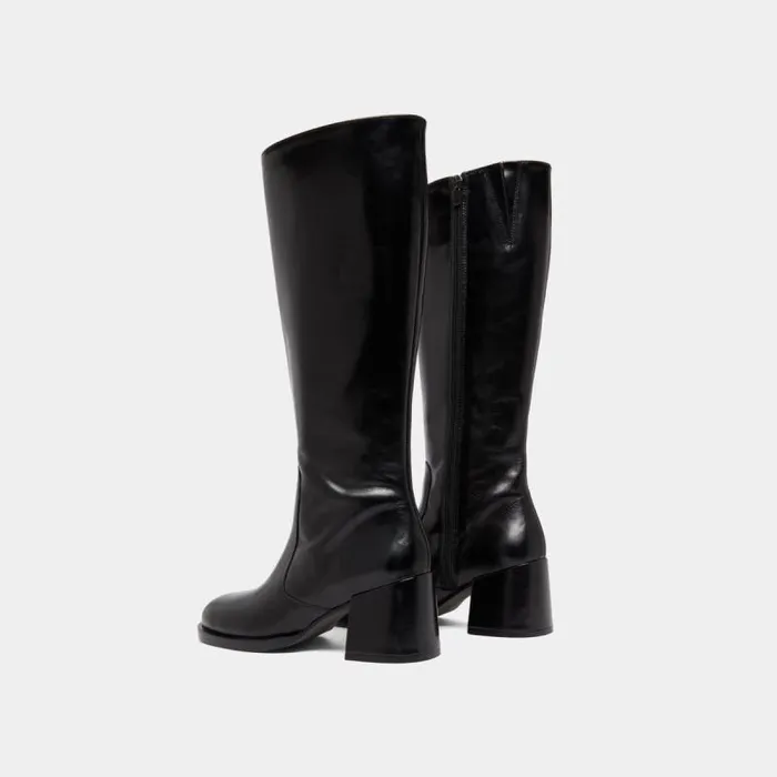 Women Boots With Heels And Rounded Toes Black JONAK Boots Thighhigh Boots