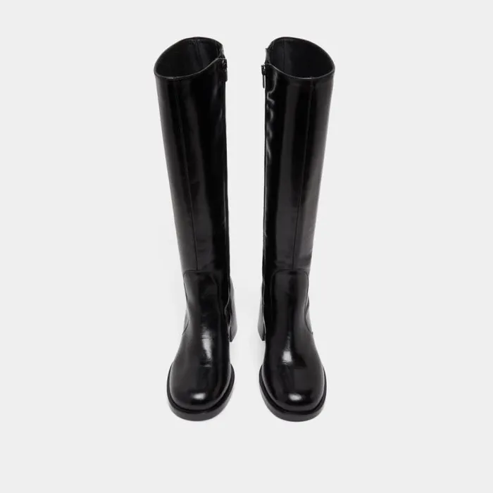 Women Boots With Heels And Rounded Toes Black JONAK Boots Thighhigh Boots
