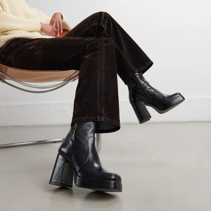 Women Boots With Heels And Square Toes Black JONAK Ankle Boots Lowboots