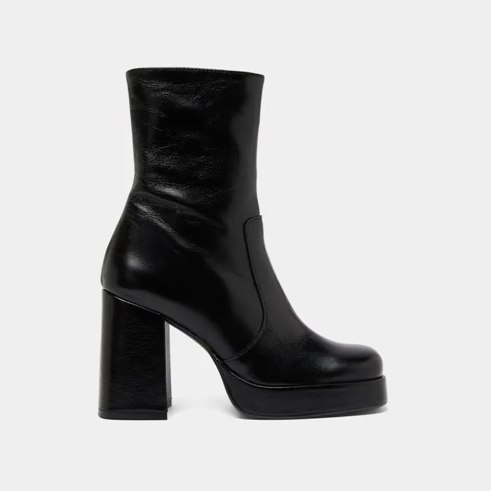 Women Boots With Heels And Square Toes Black JONAK Ankle Boots Lowboots